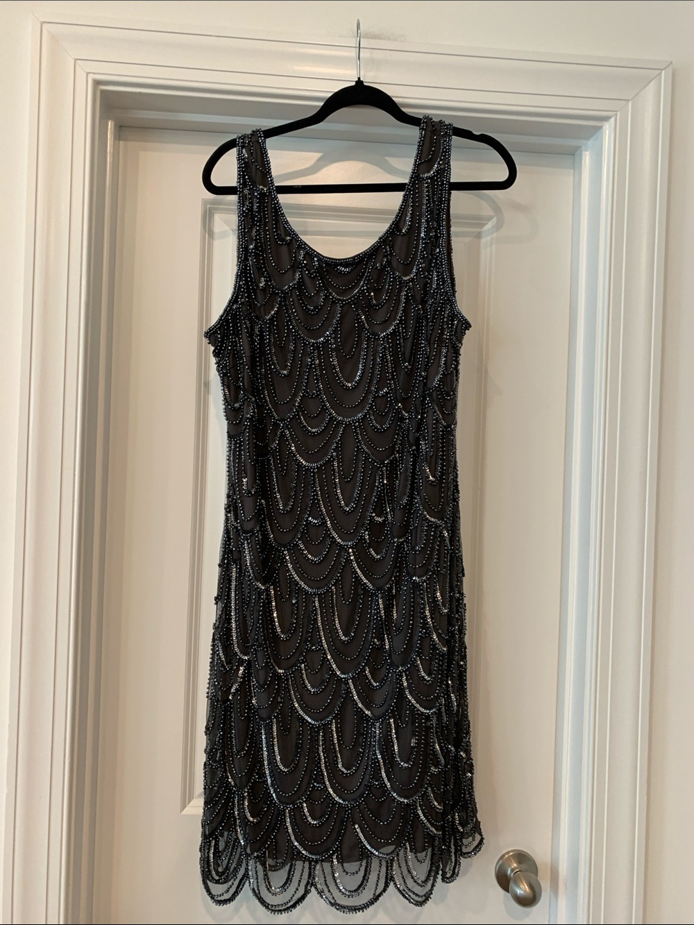 Pisarro Nights Black Beaded Sleeveless Evening Dress